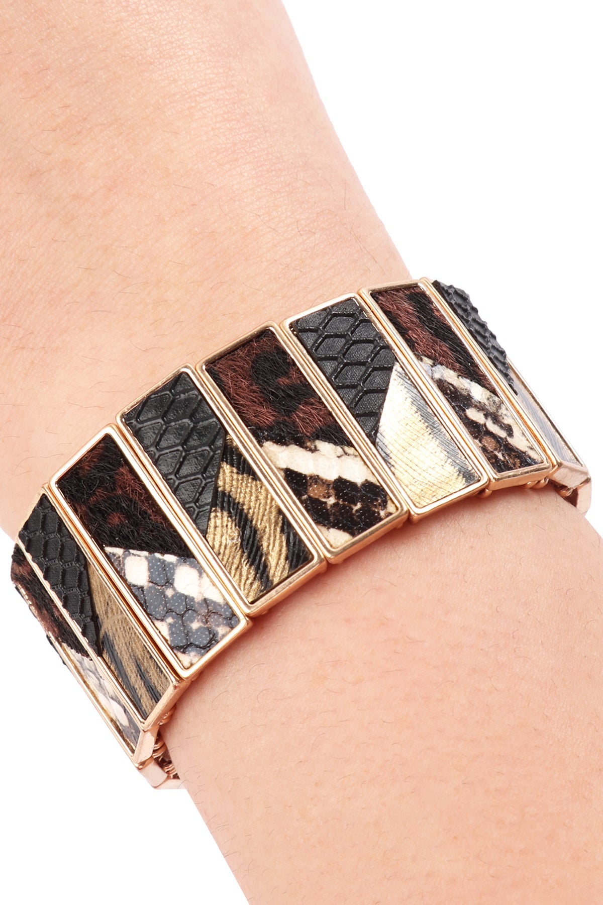 Animal Print Leather Stretch Bracelet