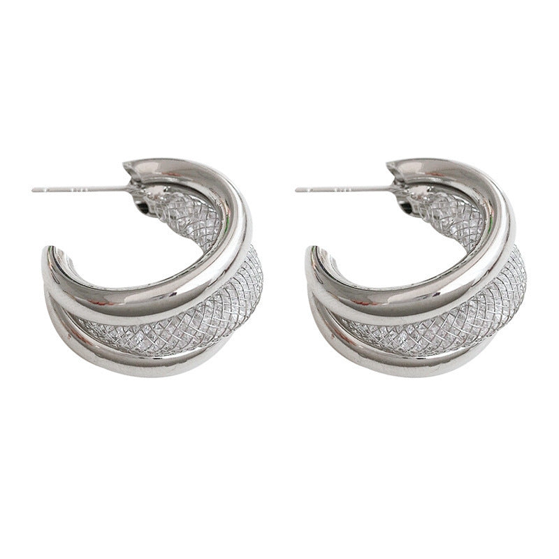 Niche C- Shaped Earrings Female Refined Zircon