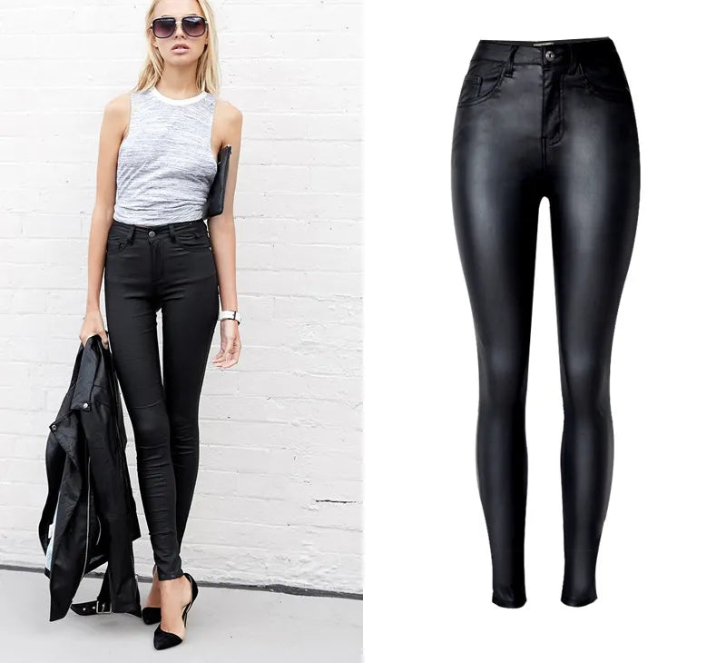 Skinny Women High Waist Faux Leather Pants