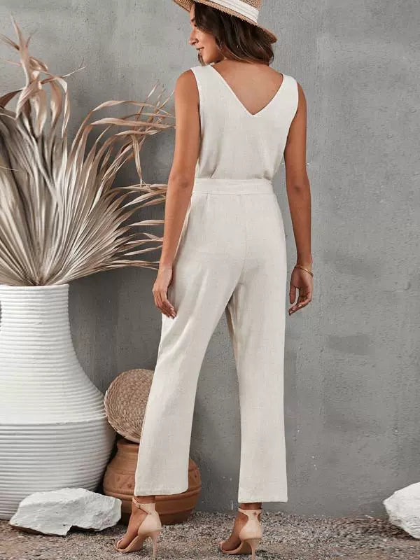 Summer Pure Color Jumpsuit Women's Fashion