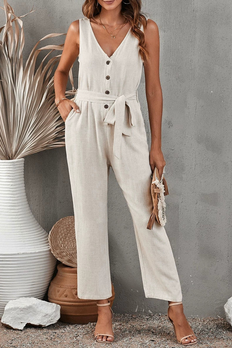 Summer Pure Color Jumpsuit Women's Fashion