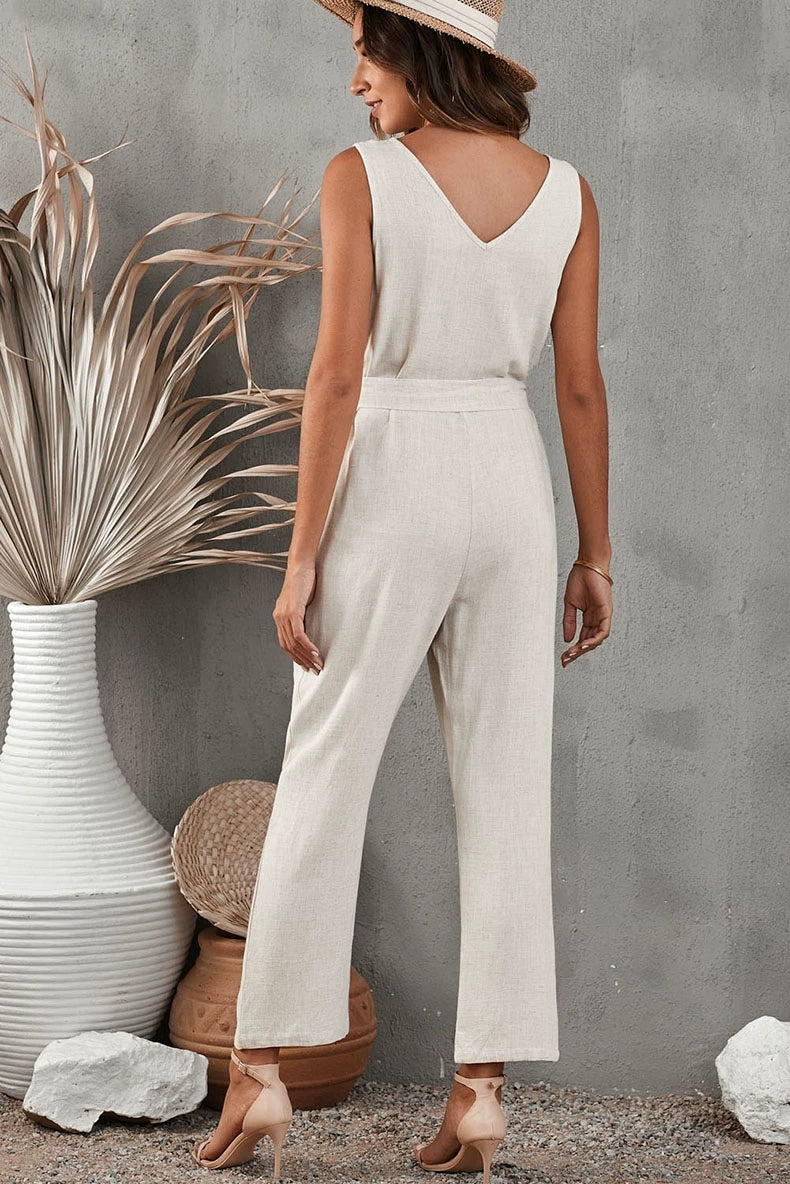 Summer Pure Color Jumpsuit Women's Fashion