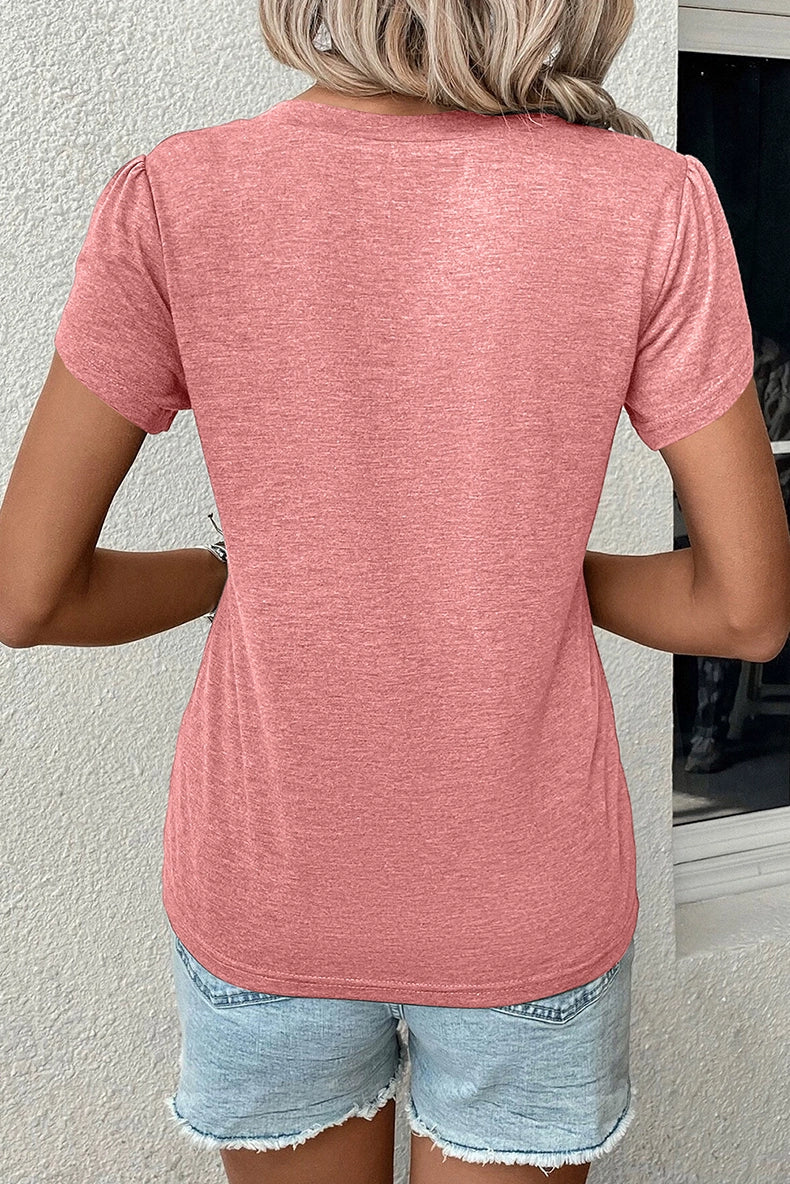 Summer Pure Color Leisure T-shirt with Short Sleeves