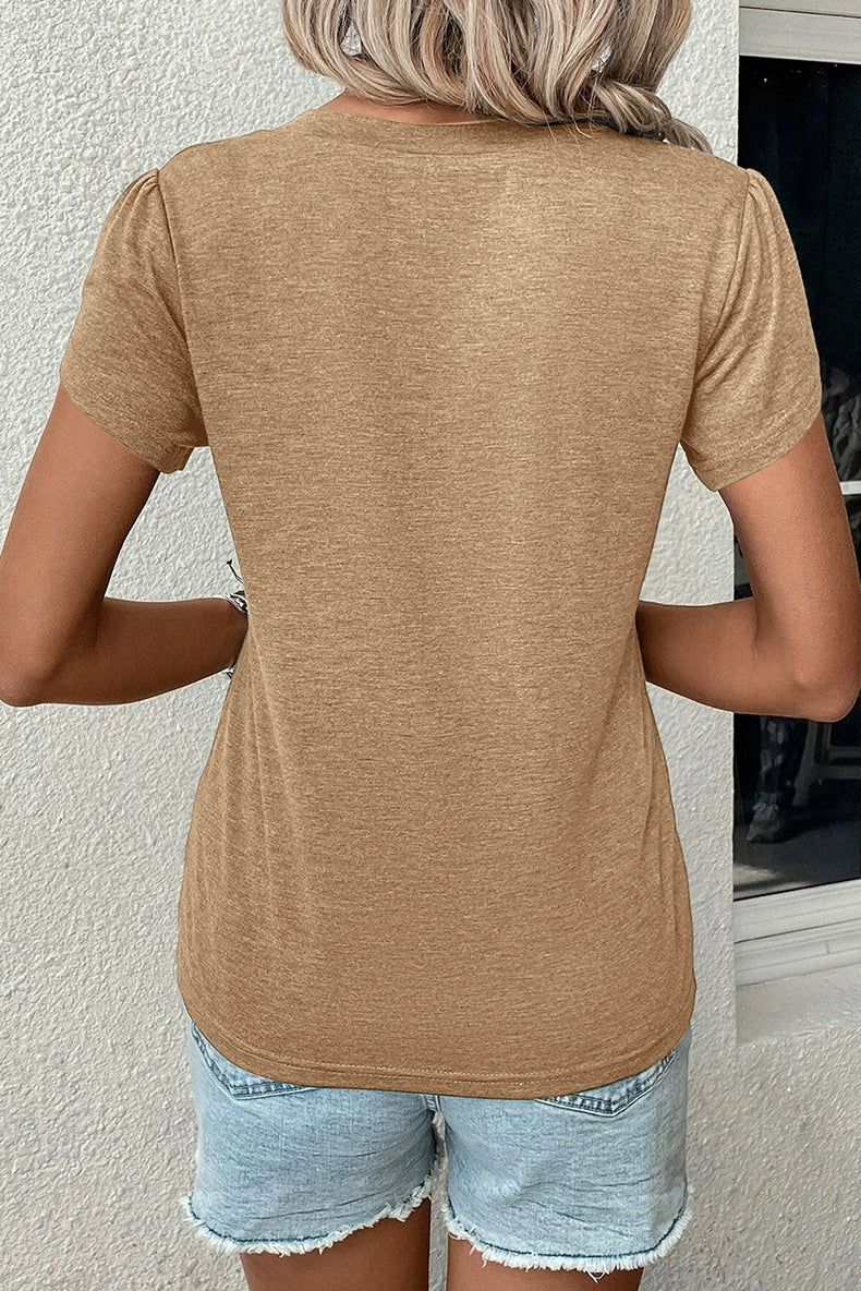 Summer Pure Color Leisure T-shirt with Short Sleeves