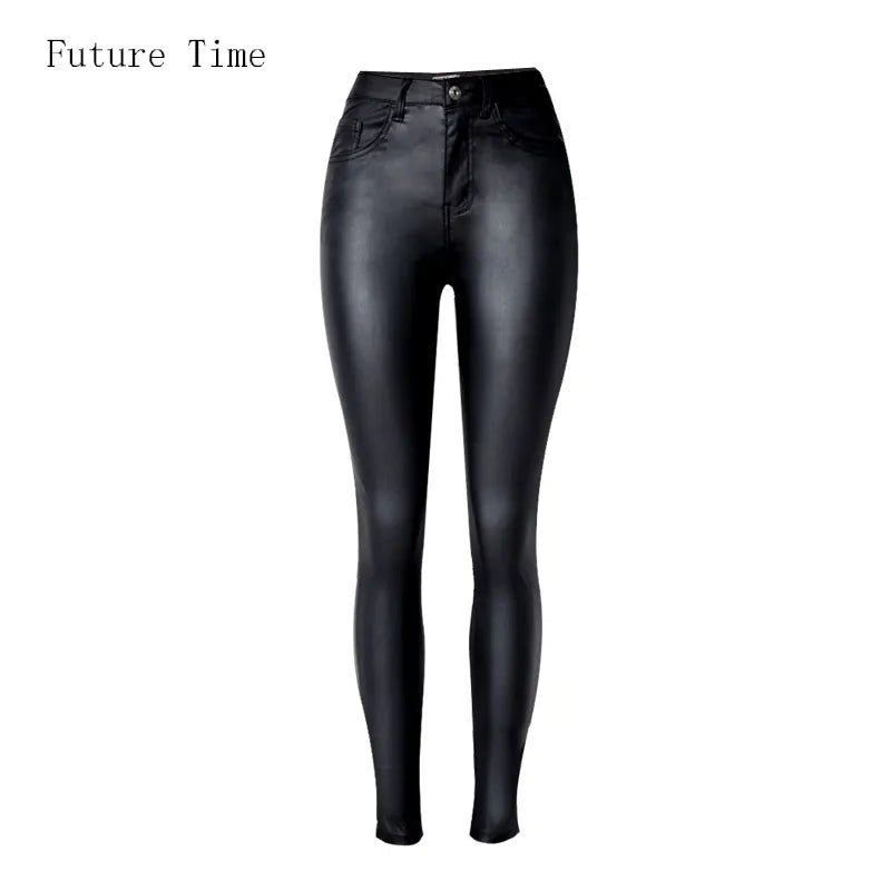 Skinny Women High Waist Faux Leather Pants