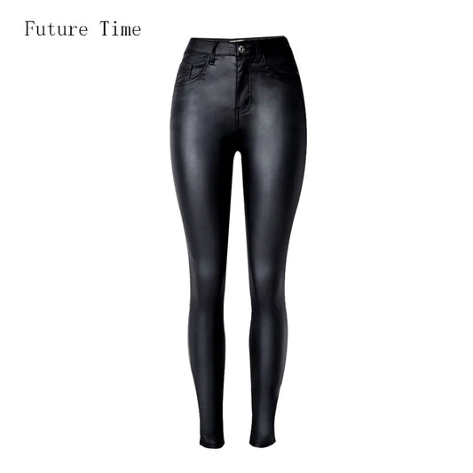 Skinny Women High Waist Faux Leather Pants