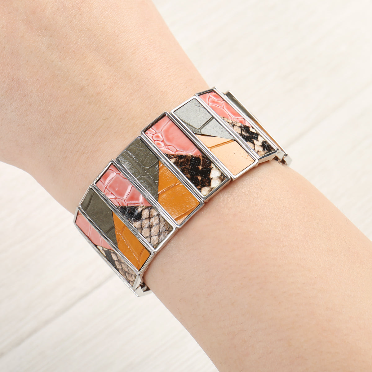 Animal Print Leather Stretch Bracelet